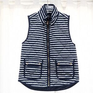 Market & Spruce‎ Full Zip Vest Navy Stripe Gold Zipper Front Pockets Size Medium